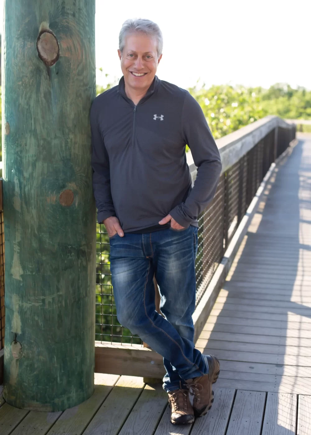 Scott Shimberg gray long sleeve sweatshirt leaning 2 PNG